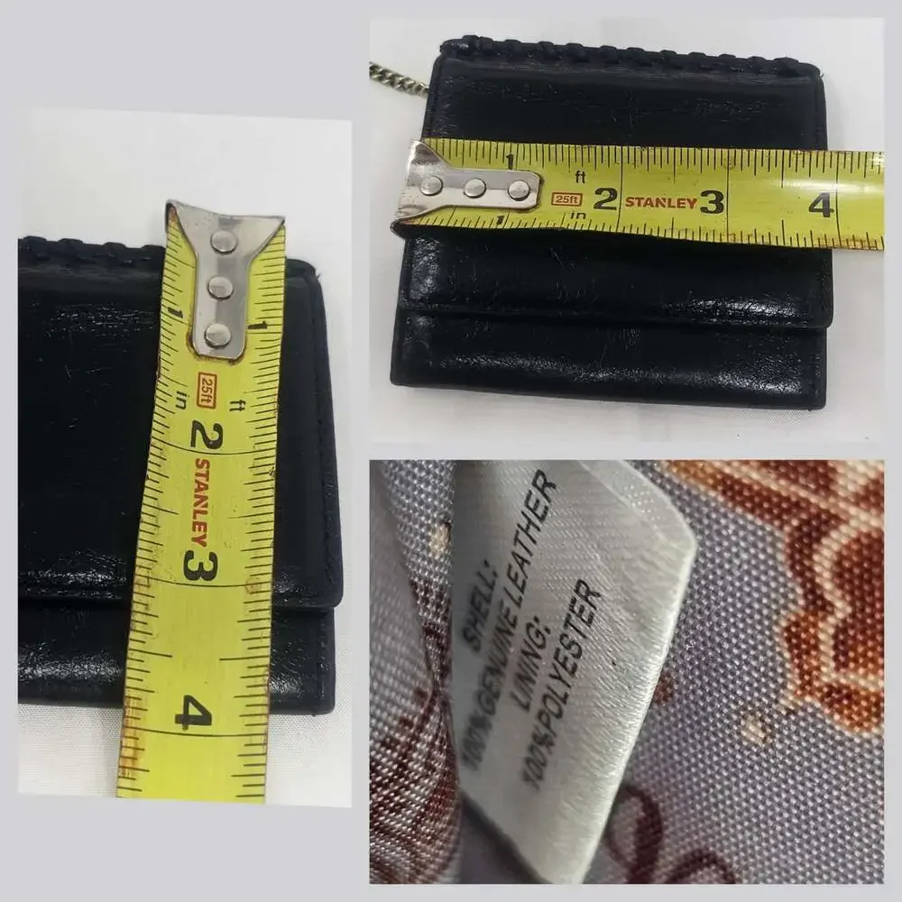 HOBO International Stitch Leather Cardholder Card Wallet Black Keychain
